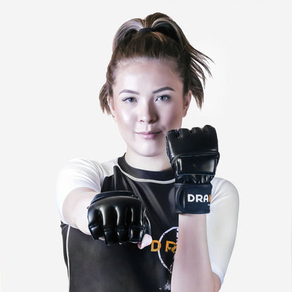 Drako Wristwrap Grappling Leather Gloves