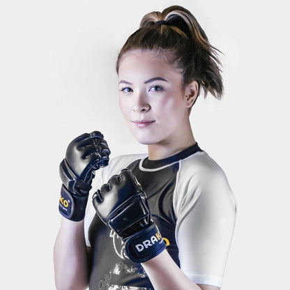 Drako Wristwrap Grappling Leather Gloves
