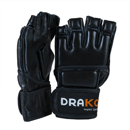 Drako Wristwrap Grappling Leather Gloves