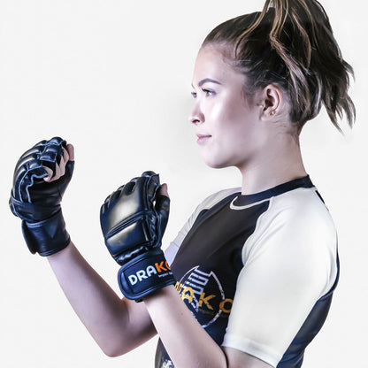 Drako Wristwrap Grappling Leather Gloves