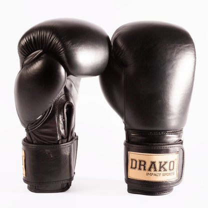 Classic Leather Black Boxing Gloves Drako
