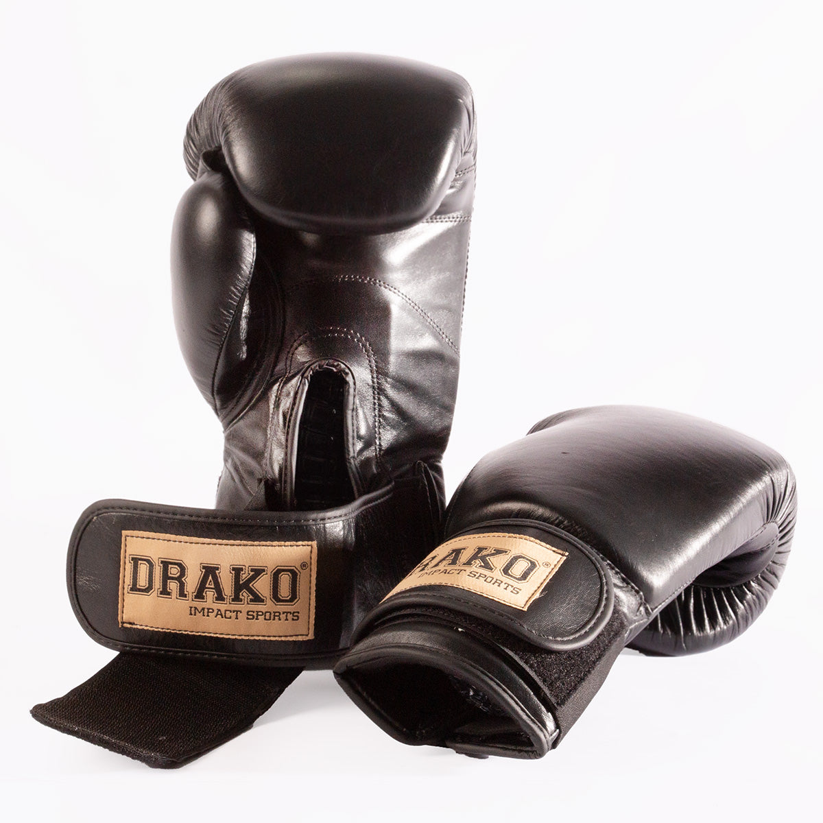 Classic Leather Black Boxing Gloves Drako